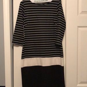 Black and White Stripped Shift Dresss